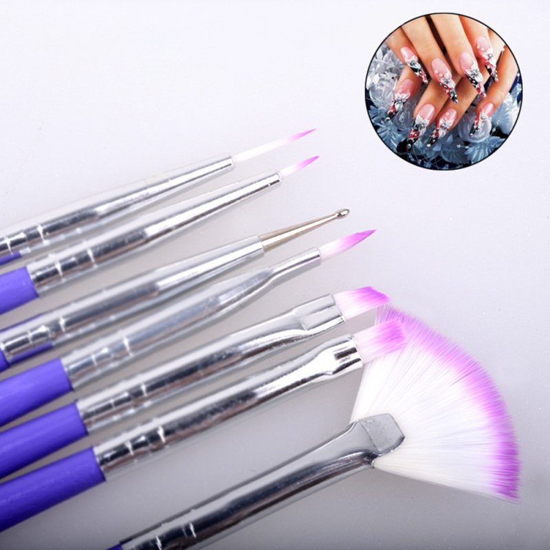 7 pcs/set Nails Painting Pen Brushes Nail Art Decorations UV Gel Polish Brush Set