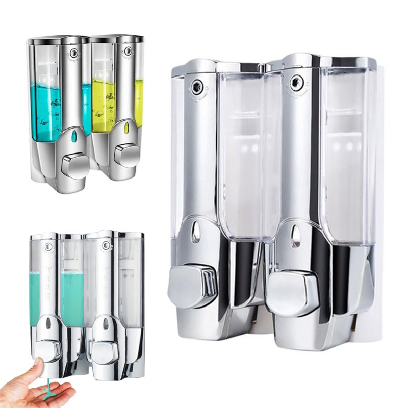 700ML Hand Soap Dispenser Wall Mount Shower Liquid Dispensers Containers with Lock for Bathroom Washroom Soap Dispenser Pump Silver