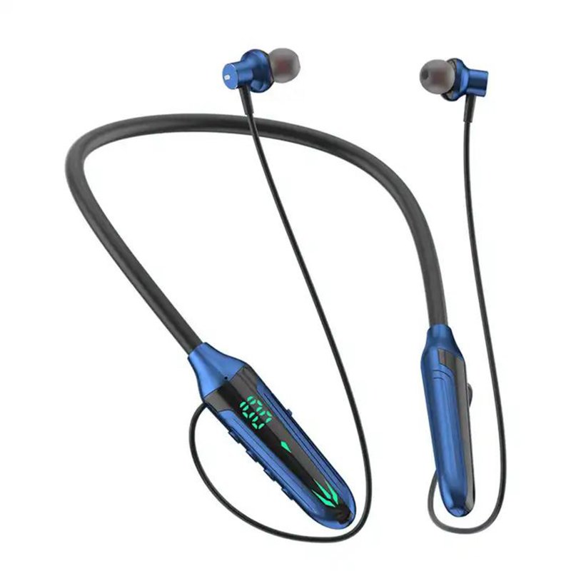 716 Lighting In-Ear Headphones Neckband Earbuds LED Power Display Headset For Running Cycling Hiking Driving blue