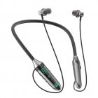716 Lighting In-Ear Headphones Neckband Earbuds LED Power Display Headset For Running Cycling Hiking Driving grey