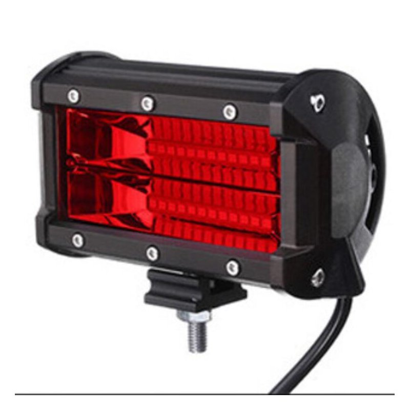 72W 6500K  24 LED   Work Light Bar  6000LM 12V  5in  Super Bright Spotlight Lamp  for Offroad Truck Car Boat red