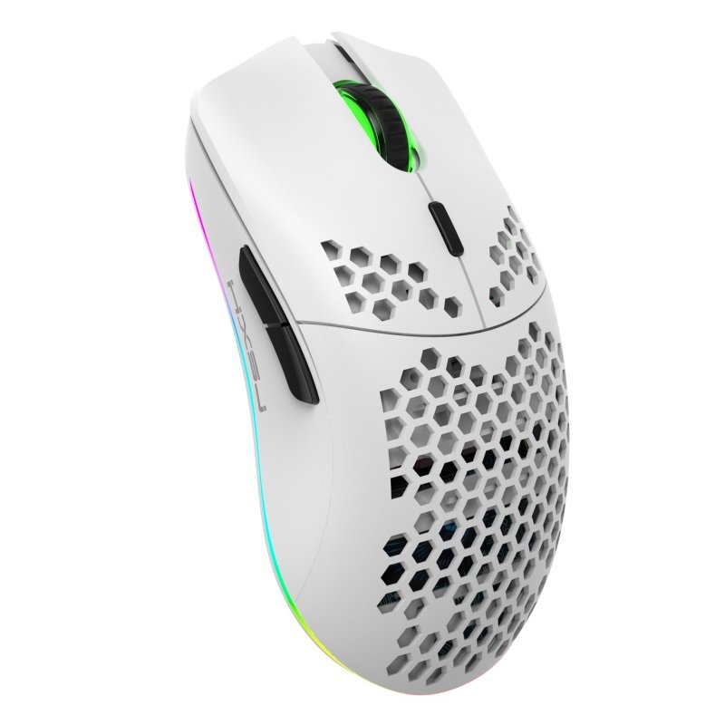 750mAh 2.4G Wireless Computer Mouse Rechargeable Rgb Hole Gaming Mouse white