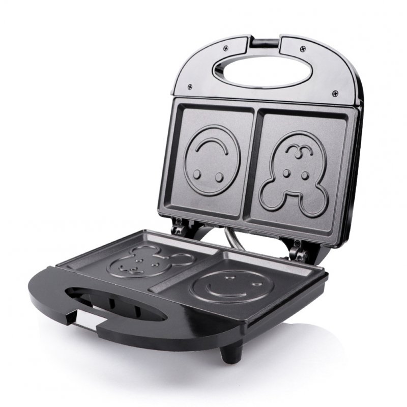 750w Household Pressure Toaster Multifunctional Non-stick Heat-resistant Stainless Steel Breakfast Machine black EU plug