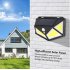 76COB LED Four Sided Solar Light Motion Sensor Wall Lamp for Outdoor Yard Garden White light 76COB single pack