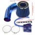 76mm 3inch Universal Car Cold Air Intake Filter Induction Pipe Hose System Kit blue