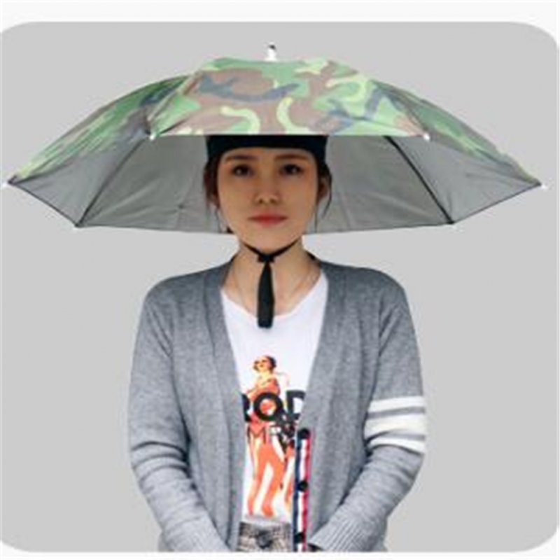 77cm Head-mounted Sunshade Umbrella Fishing Hat Umbrella Sunscreen Rain Outdoor Fishing Umbrella Large camouflage_77cm