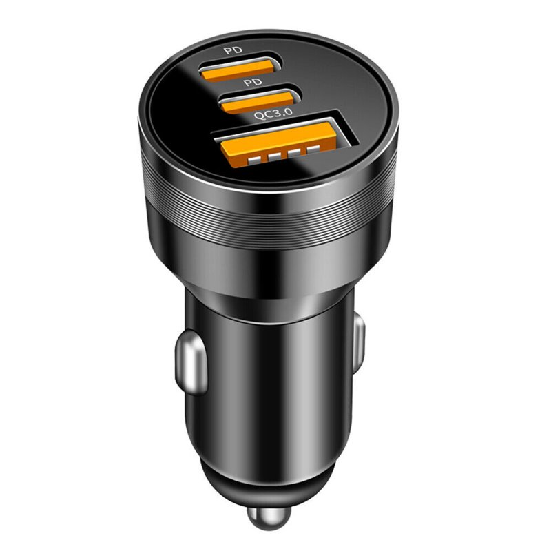 78W PD USB C Car Charger Dual PD QC3.0 Fast Power Charging Block Cigarette Lighter Socket Splitter Power Adapter black