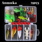 78pcs set Fishing Lure Set Artificial Bait Fresh Water Saltwater Hard Bait Popper Soft Baited Glitter 78 items