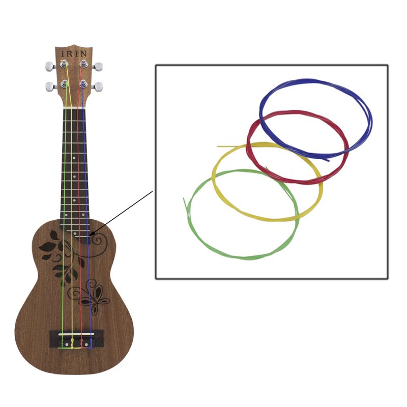 IRIN 4 Pcs Colored Nylon Ukulele Strings Guitar Strings Set Parts 0.56mm, 0.71mm, 0.81mm, 0.56mm 