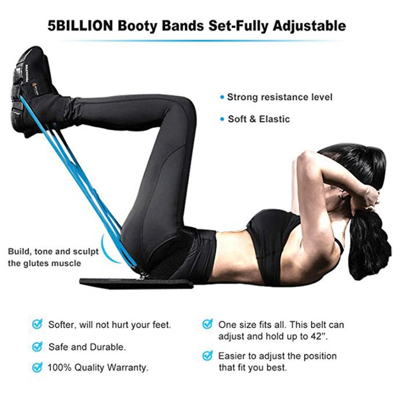 Fitness Women Booty Butt Band Resistance Bands Adjustable Waist Belt Pedal Exerciser for Glutes Muscle Workout black_40LB