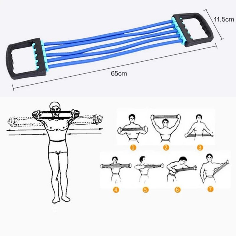 Portable Indoor sports Supply Chest Expander Puller Exercise Fitness Resistance Elastic Cable Rope Tube Yoga 