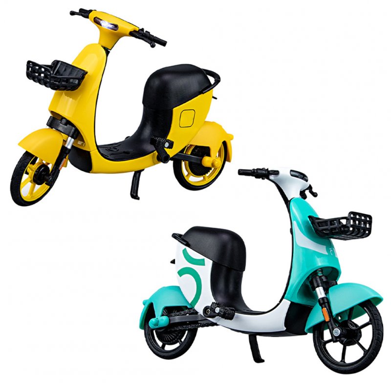 1/10 Urban Sharing Electric Bicycle With Light Simulation Alloy E-bike With Helmet Model Ornaments For Decoration 