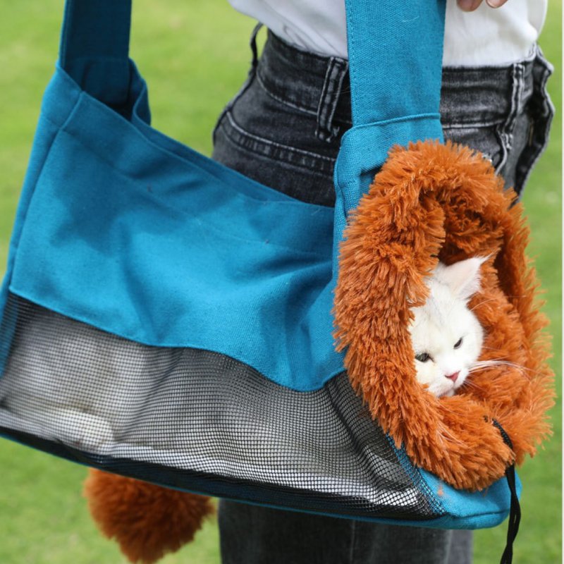 Pet Canvas Shoulder Carrying Bag Lion-Shaped Cat Carrier Portable Reusable Tote Chest Bag For Small Dogs Cats Pet Supplies 