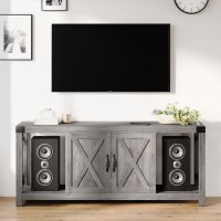 US AMYOVE 59 Inch TV Stand for TV up to 50 60 65 Inches Farmhouse Wood TV Cabinet Entertainment Center with Storage and 3-Tier Adjustable Shelves