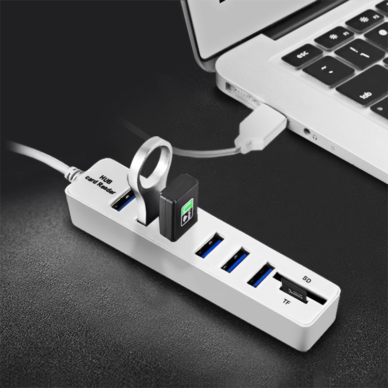 6-Port USB 2.0 Data Hub 2 In 1 SD/TF Multi USB Combo with 3ft Cable for Mac, PC, USB Flash Drives And Other Devices 