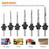 7Pcs Countersink Drill Bit Set  Heat treated Steel  1 8 Inch  9 64 Inch  5 32 Inch  11 64 Inch  3 16 Inch  13 64 Inch  7 32 Inch Chamfered Adjustable Drilling T