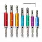7Pcs Self Centering Drill Bit Set, Center Drill Bit Set With Hex Wrench, 2 Side Holes, Automatic Positioning Center Drill Sleeve, Woodworking Drill Bit Kit Set 7pc colorful hinge drill