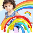 7Pcs Wooden Rainbow Arch Bridge Blocks Educational Puzzle Toy for Infant Kids