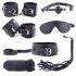 7Pcs set SM Game Bed Restraint Kit Leather Bondage Handcuffs Fetter Eye Mask Rope Sex Toy for Couple Adult red