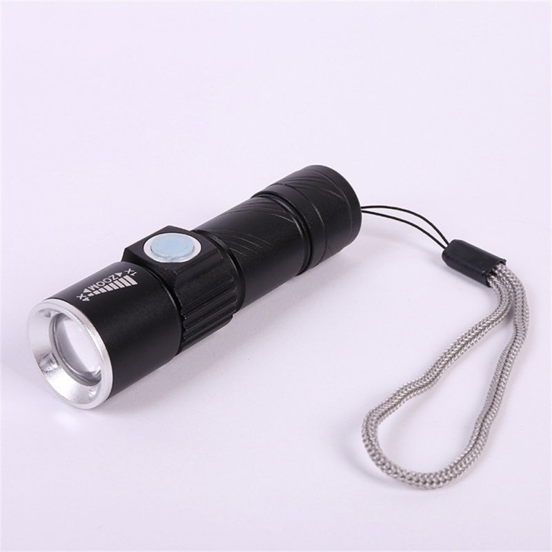 Led Mini Flashlight 3 Modes Portable Telescopic Zoomable Usb Rechargeable Aluminum Alloy Torch with Bottom Magnet 