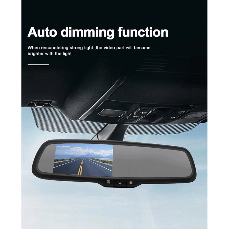 Car Backup Rear View Camera 4.3 Inch Mirror Monitor High Brightness Automatic Dimming Reversing Display 