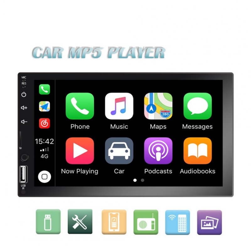 7-inch Car Radio Multimedia Video Player Carplay MP5 MP4 Central Control Navigation GPS Bluetooth with 4 light camera