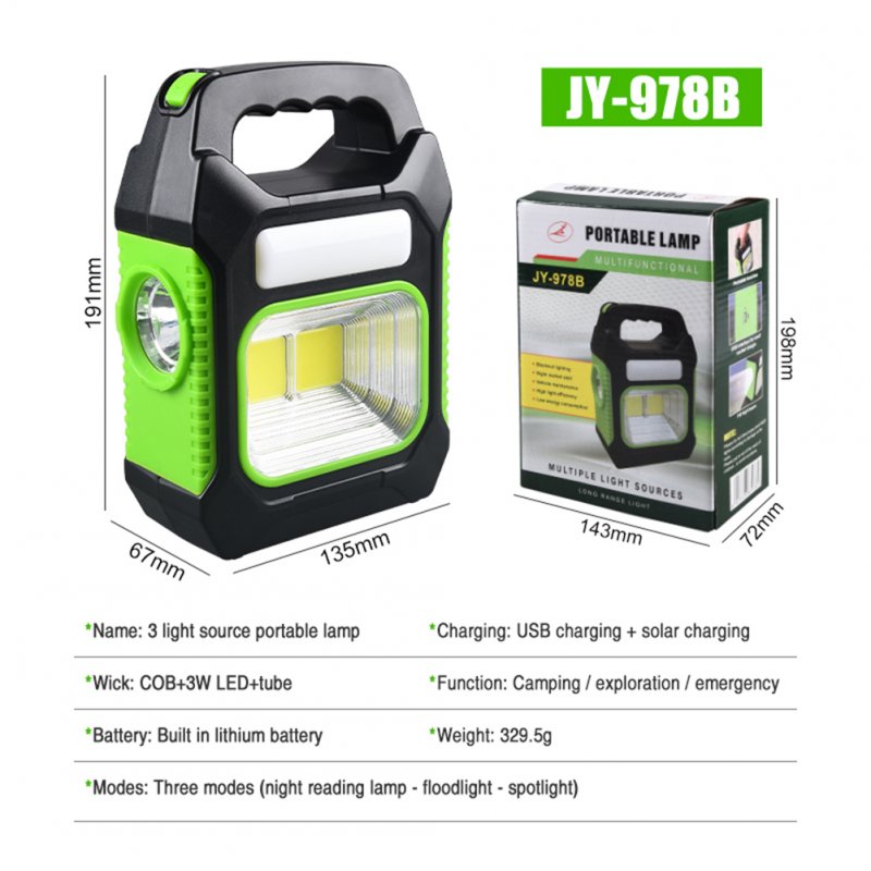Portable Camping Lights Strong Light Long-range Outdoor Camping Solar Led Work Lamp Flashlight Torch 