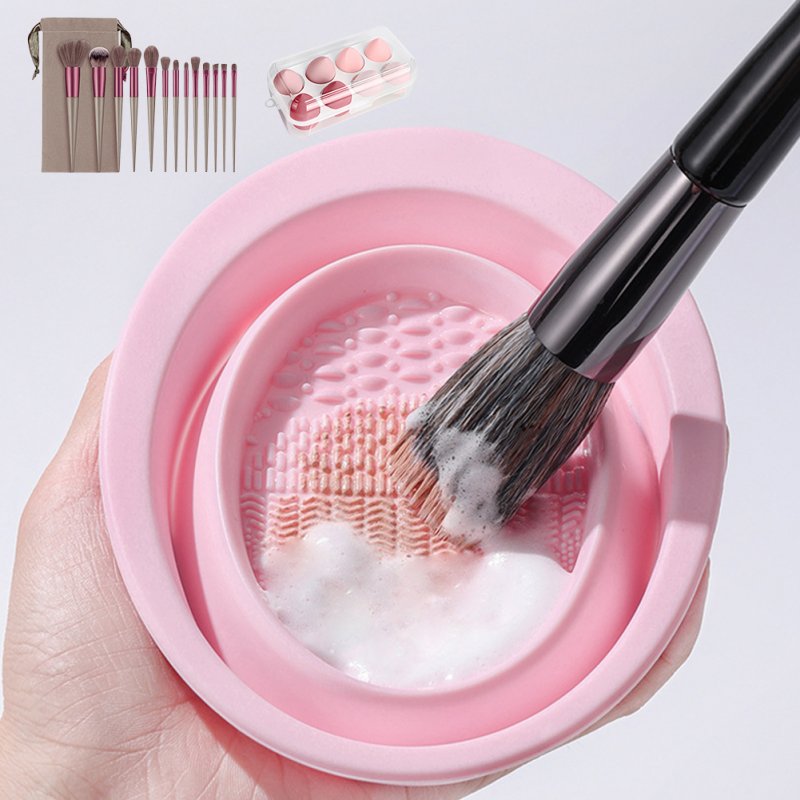 13pcs Makeup Brushes Kit With Wood Handle Foundation Eyeshadow Brush Makeup Sponge Set Beauty Tools With Storage Bag 
