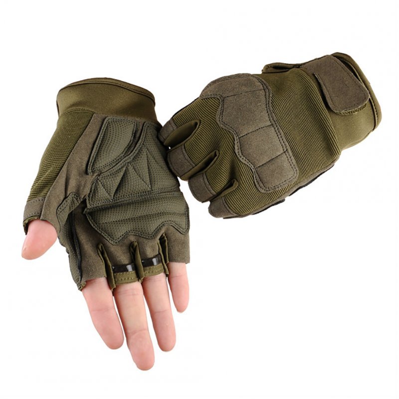 Men Women Riding Gloves Camouflage Half Finger Non-slip Outdoor Climbing Cycling Mitten Sand color M
