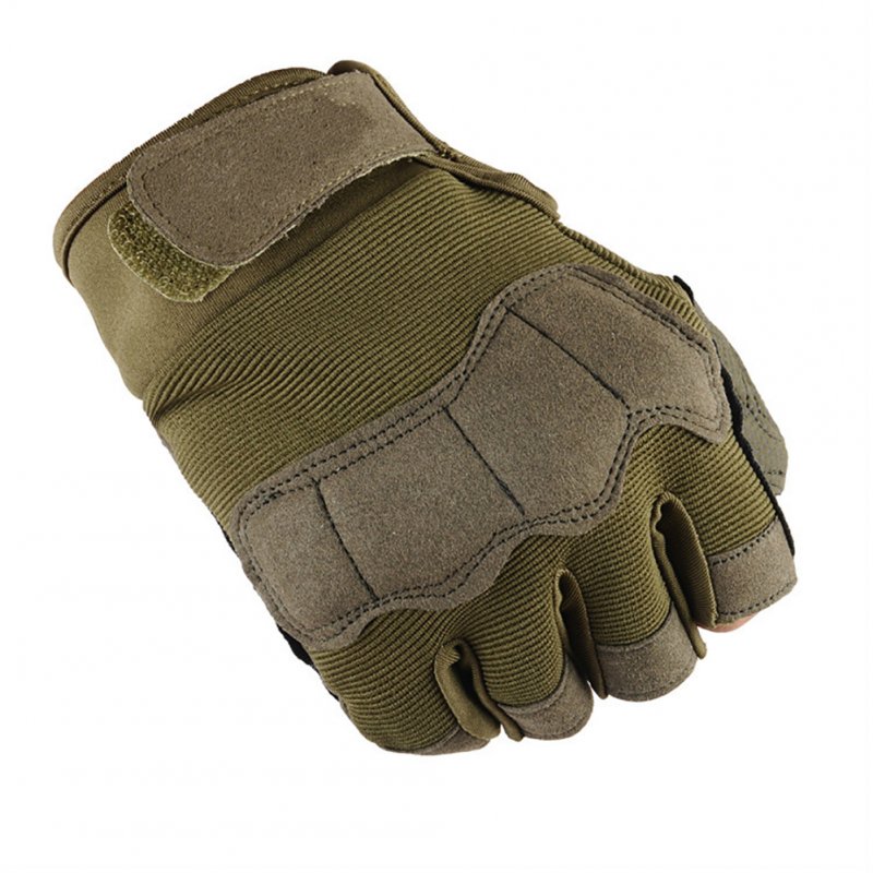 Men Women Riding Gloves Camouflage Half Finger Non-slip Outdoor Climbing Cycling Mitten Sand color M