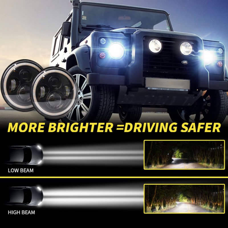 7 INCH 140W  LED Headlights Halo Angle Eye For Jeep Wrangler CJ JK LJ 97-17