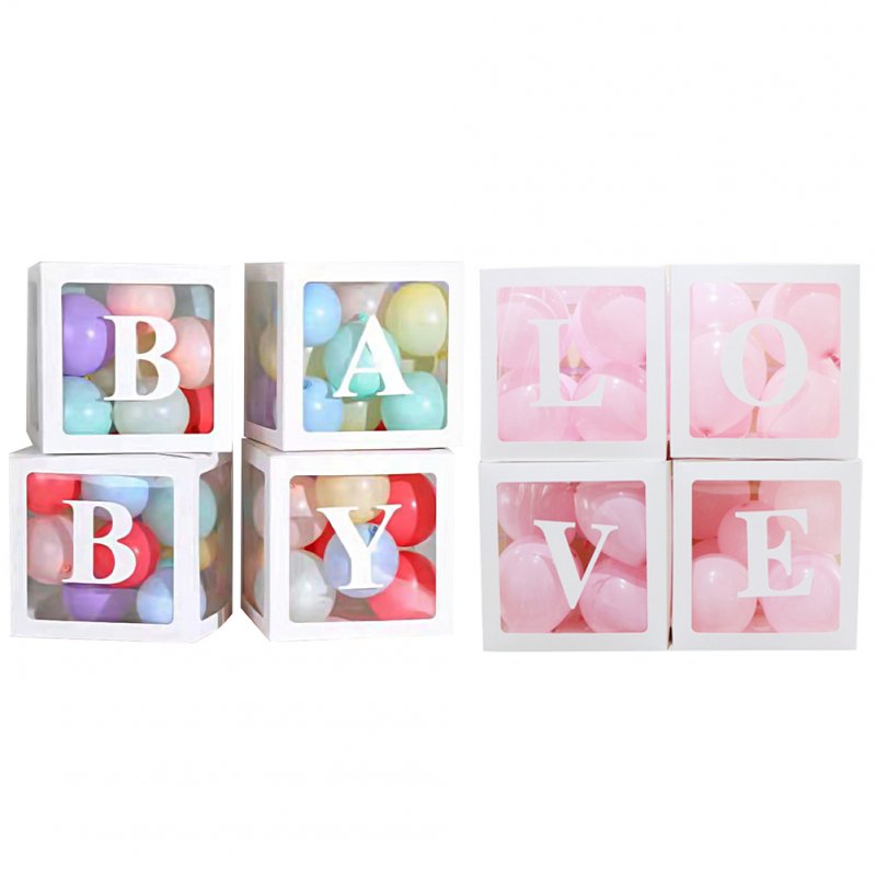 4pcs Love Love Transparent Balloon Boxes Lightweight Reusable For Baby Shower Birthday Party Valentine Day Decor LOVE