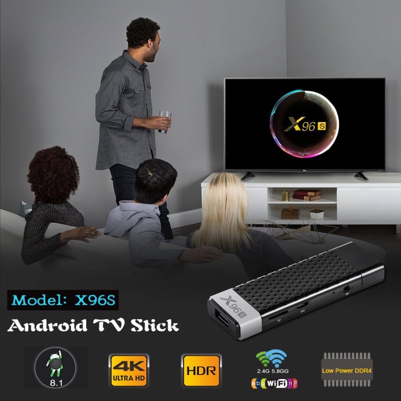 X96S TV Stick Android 9.0 TV Dongle 4GB 32GB Amlogic S905Y2 Quad Core 2.4G 5GHz Wifi BT4.2 1080P H.265 HD 4K 60pfs TV Receiver black_Australian regulations