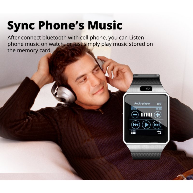 Fashion Bluetooth Smart Watch with SIM and Memory Card Support for Android & iOS Devices  Silver