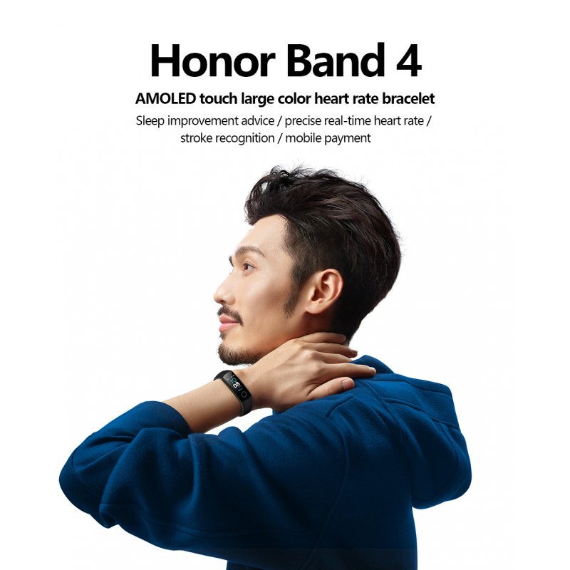 Original HUAWEI Honor Band 4 Smart Wristband AMOLED Color 0.95'' Touchscreen 5ATM Swim Posture Detect Heart Rate Sleep Snap 