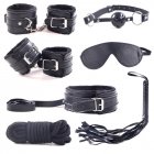7pcs Leather Bed Strap Set with Ankle Cuff Erotic Bandage System Set Adult Sex Products Suitable for Beginners Black