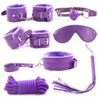 7pcs Leather Bed Strap Set with Ankle Cuff Erotic Bandage System Set Adult Sex Products Suitable for Beginners Purple
