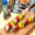 7pcs Stainless Steel Barbecue Skewers With Wooden Handle Outdoor Portable Bbq Needle Sticks Fork Set