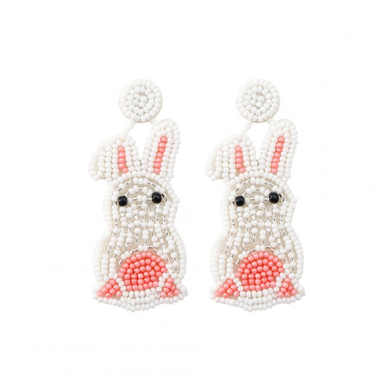 Women Rabbit Hand-woven Beaded Earrings Bohemian Ethnic Style Easter Earrings Jewelry Accessories For Gifts 