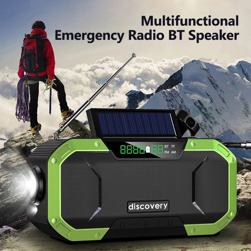 Solar Hand Crank Radio Outdoor 5000mah Portable Emergency Radio Large Battery Capacity Multifunctional 