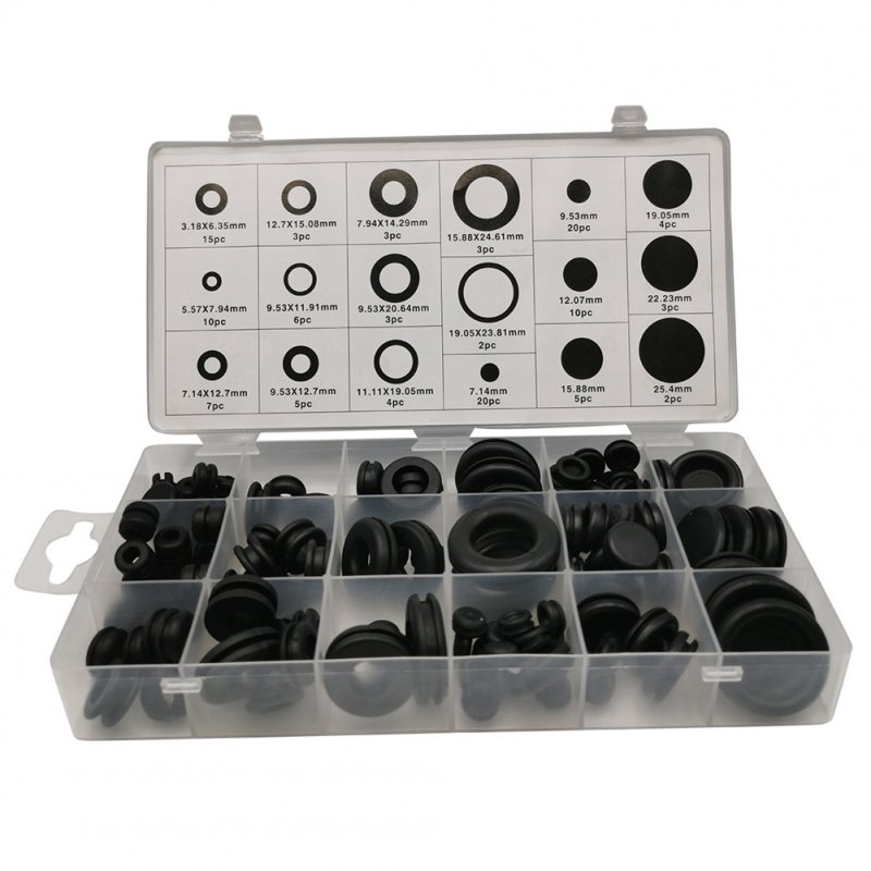 125pcs Rubber O-ring Assortment Set Car Air Conditioner Sealing Ring Coil Guard Retaining Firewall Hole Plug 