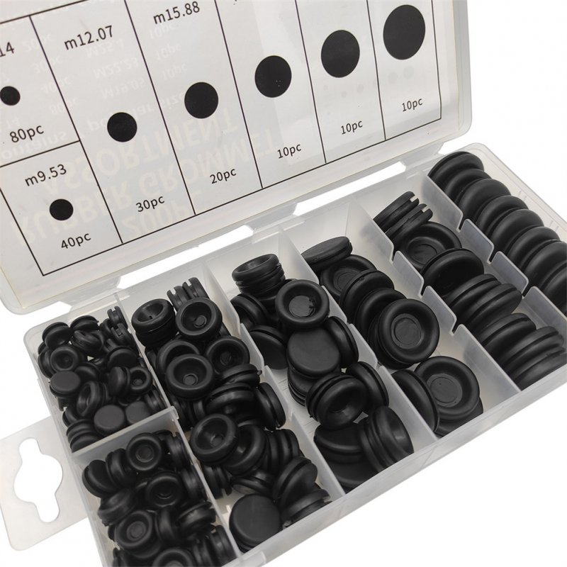 200pcs Rubber Grommets Assortment Set Single-sided Firewall Hole Plug Coil Guard Protector Ring Combination Kit 