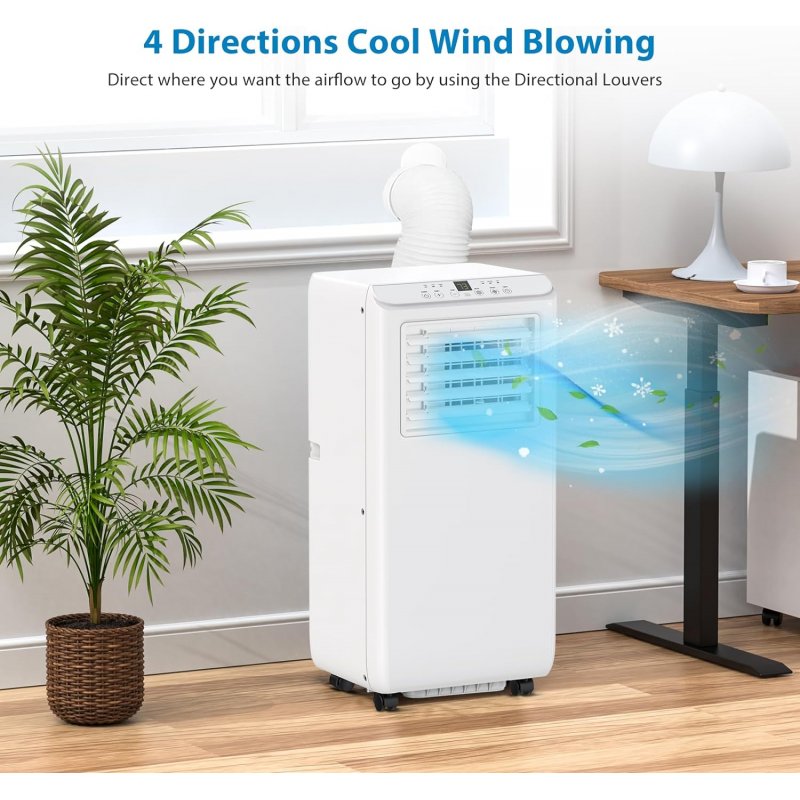 8,000 BTU Portable Air Conditioner & Dehumidifier + 3-in-1 Portable AC W/ Remote Control + Digital Display