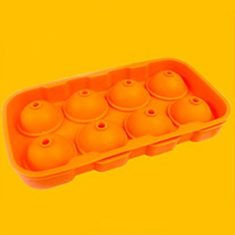 8 Cavities Ice Balls Maker Round Silicone Tray Mold for Ice Pudding Mousse Jelly Orange_Orange