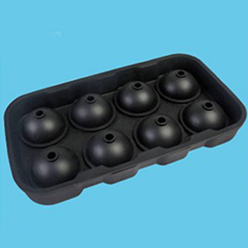 8 Cavities Ice Balls Maker Round Silicone Tray Mold for Ice Pudding Mousse Jelly black_black