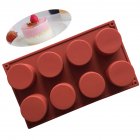 8 Cavity Silicone Mold Heat resistant Mold for Cupcake Pudding Candle Decorating Tool  Brick red