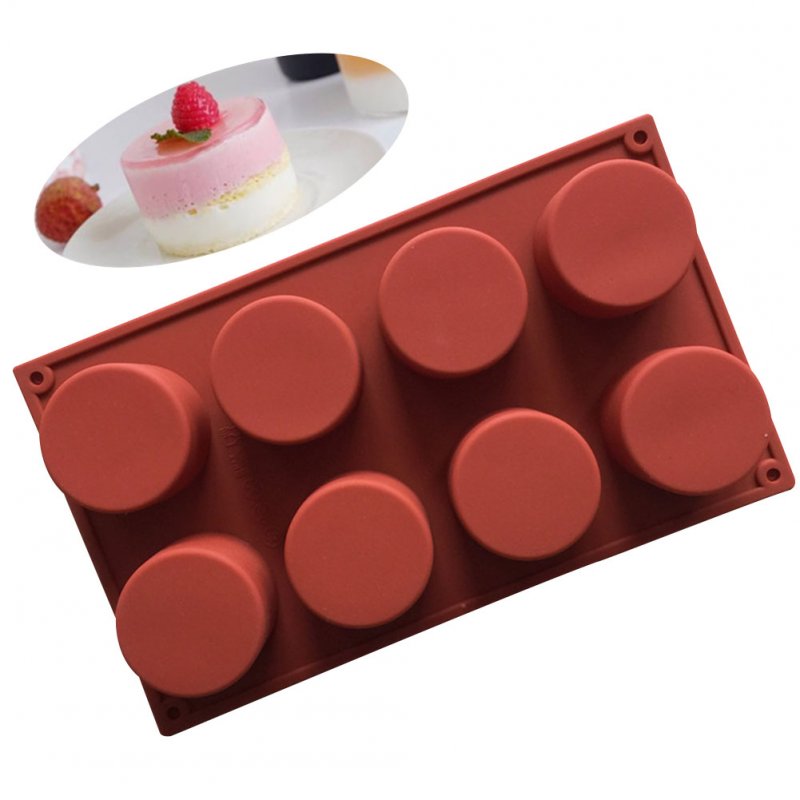 8-Cavity Silicone Mold Heat-resistant Mold for Cupcake Pudding Candle Decorating Tool  Brick red