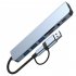 8 In 1 USB C Hub Multiport USB 3 0 Expander With Cable Portable Data Adapter Card Reader For Laptop PC Printer Flash Drive grey
