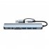 8 In 1 USB C Hub Multiport USB 3 0 Expander With Cable Portable Data Adapter Card Reader For Laptop PC Printer Flash Drive grey