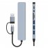 8 In 1 USB C Hub Multiport USB 3 0 Expander With Cable Portable Data Adapter Card Reader For Laptop PC Printer Flash Drive grey